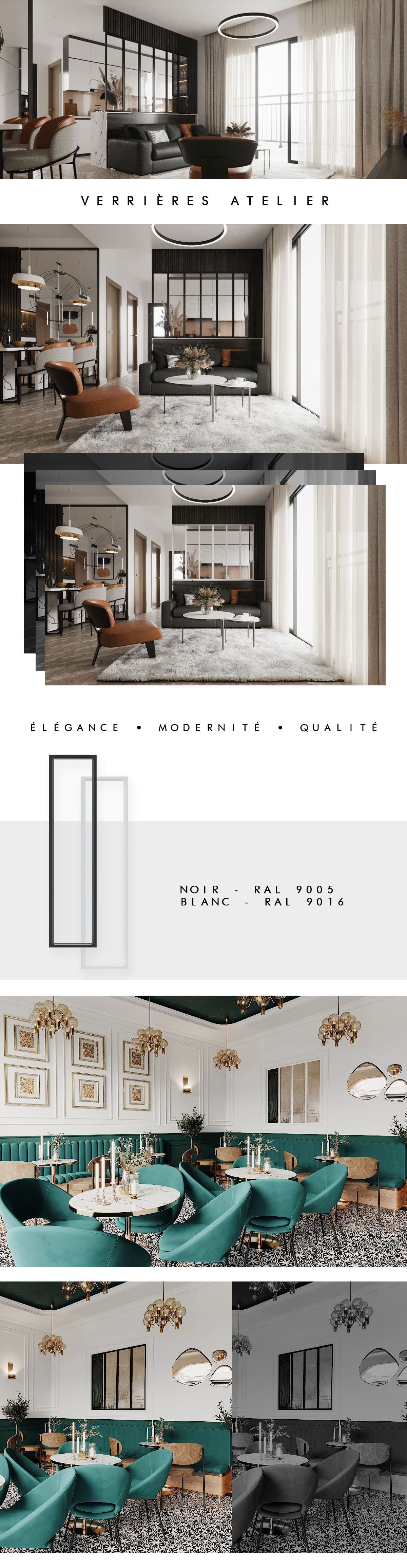 Descriptif Ensemble de 4 Verrieres Acier Type Atelier
