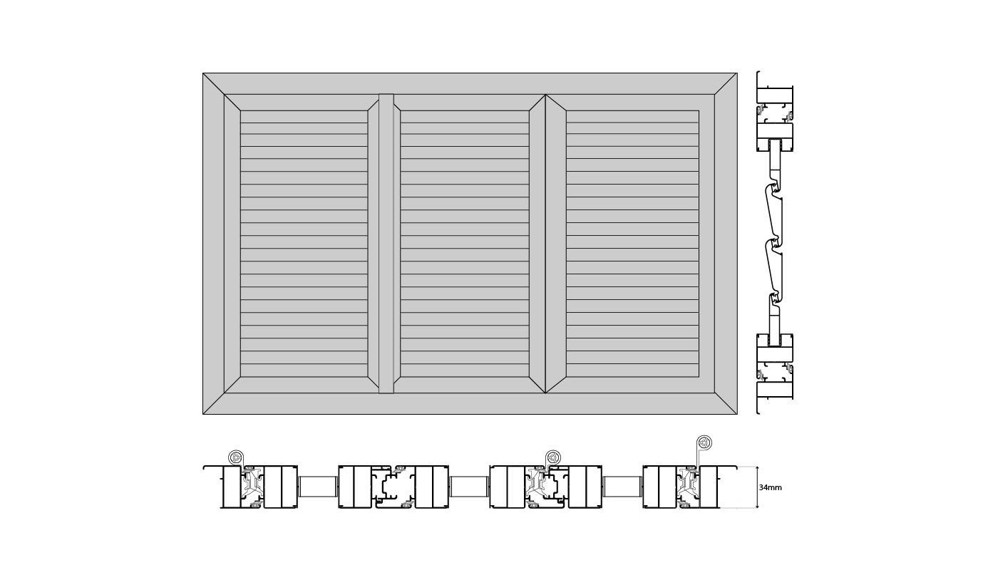 Volet Brise Soleil dimensions 3 vantail