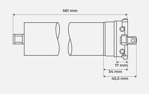 Dimensões Motor Standard Persiana Enrolável Caixa Túnel à Medida (Vista 01)
