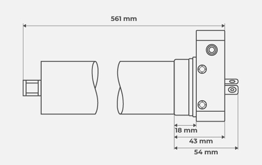Dimensões Motor Standard Persiana Enrolável Caixa Túnel à Medida (Vista 02)