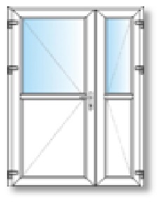 Porta de Serviço de PVC 1/2 Vidro