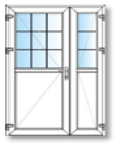 Porta de Serviço de PVC 1/2 Espaçadores Vidrados 9 ou 6 Azulejos